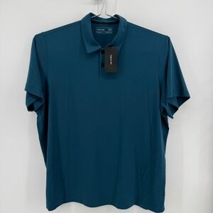 Public Rec Polo Mens XXL Blue Solid Recycled Polyester Lyocell Adapt Polo